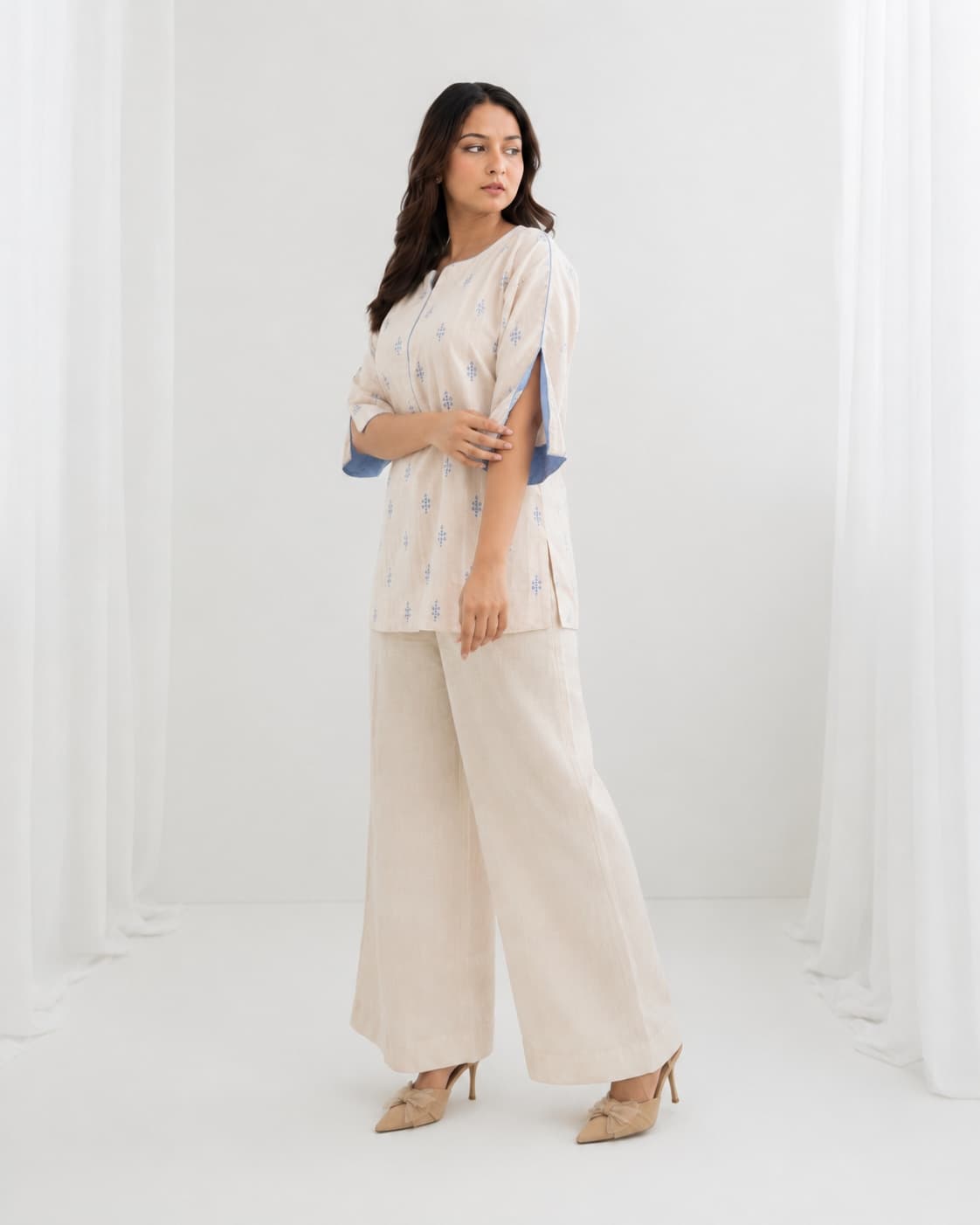 IVORY SKY co-ord set side view, ivory women casual outfit