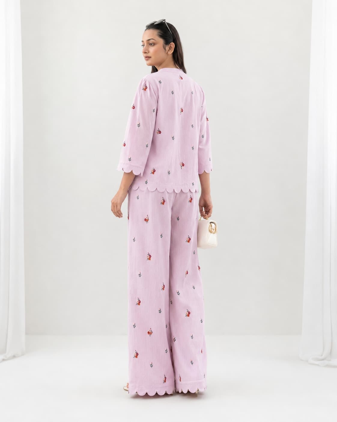 Lilac Bloom Co-Ord Set Back View - Stylish Women's Co-Ord Outfit 