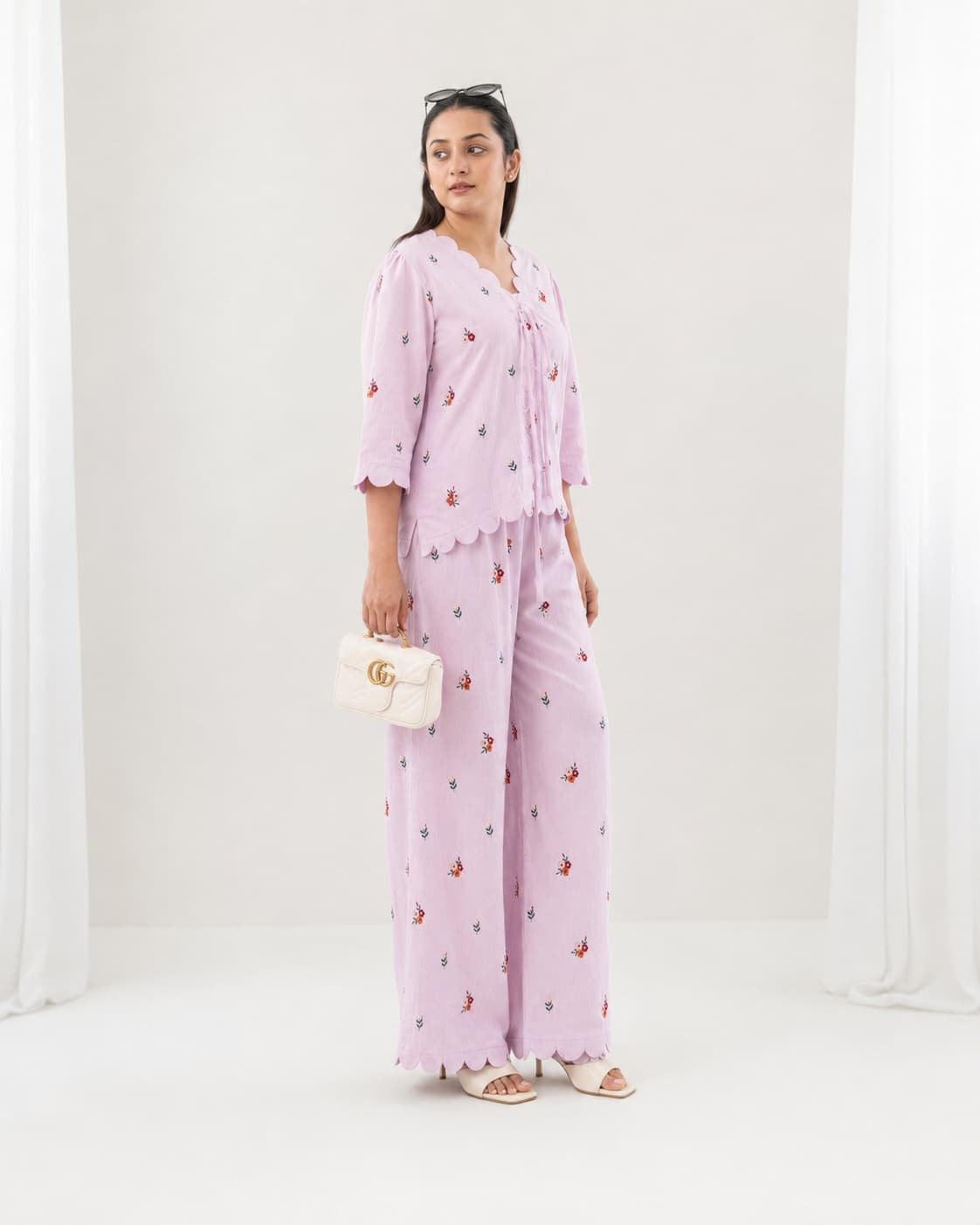 Lilac Bloom Co-Ord Set Side View for Women 