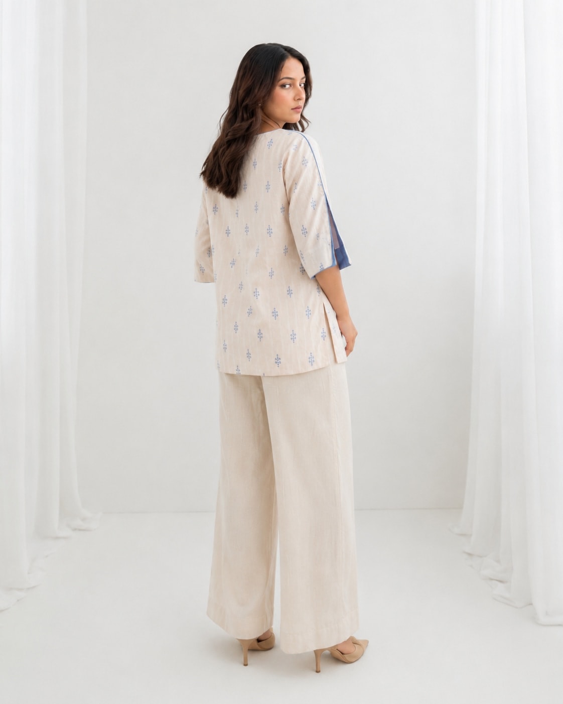 IVORY SKY ivory co-ord set back view, 2-piece women outfit
